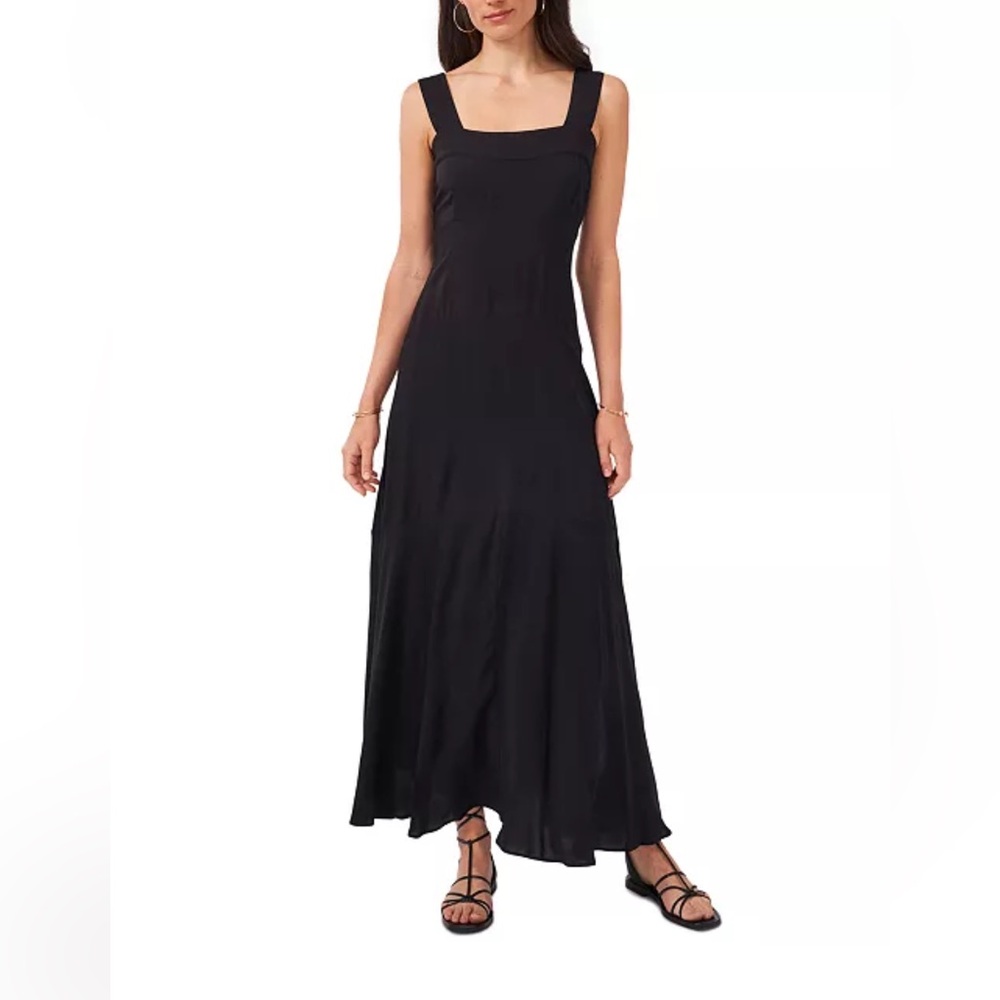 Vince Camuto Women’s Size XS Challis Square-Neck Sleeveless Maxi Dress Black